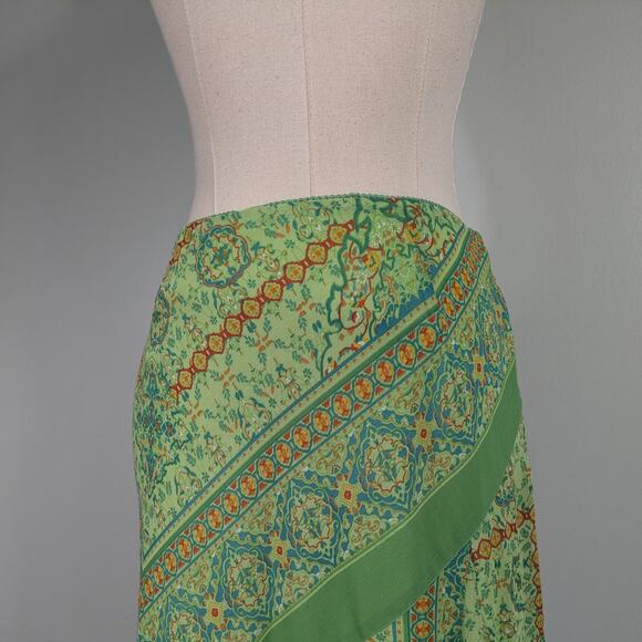 Y2K Midi Skirt PS PM Green Fairy Floral Vintage Boho Feminine Ruffle Blue Dainty - Picture 5 of 9